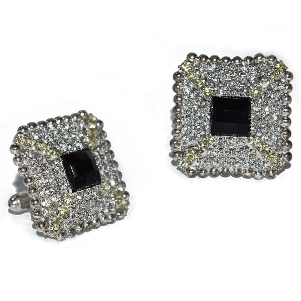 BLING CUFFLINKS CZ's and Black