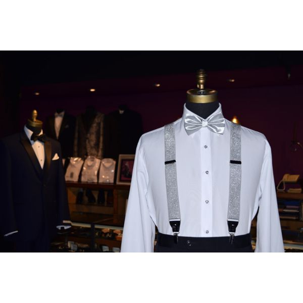 SILVER METALLIC SUSPENDERS