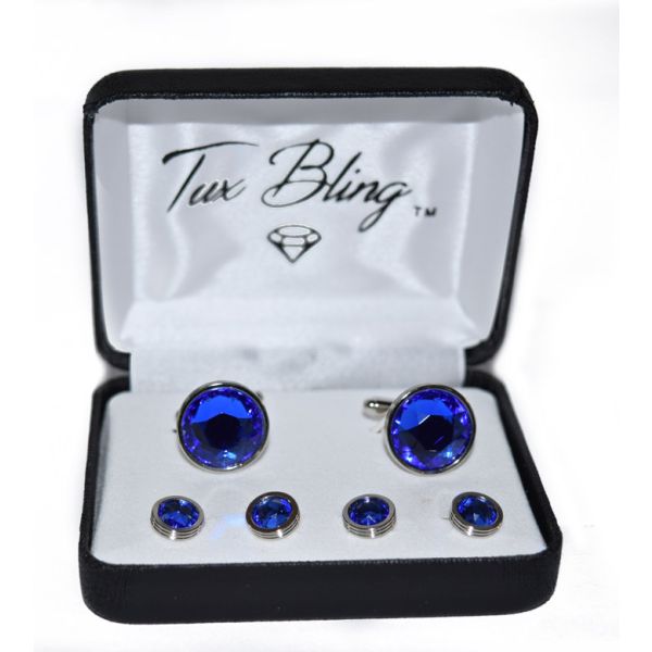 SAPPHIRE BLUE CUFFLINKS AND STUDS