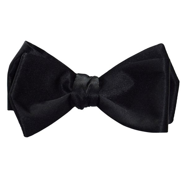 BLACK SILK 2 1/2 " DIAMOND TIP BOWTIE, TIE-YOURSELF