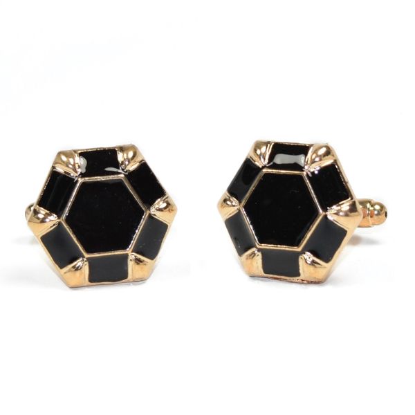 BLACK WITH GOLD FINISH CUFFLINKS