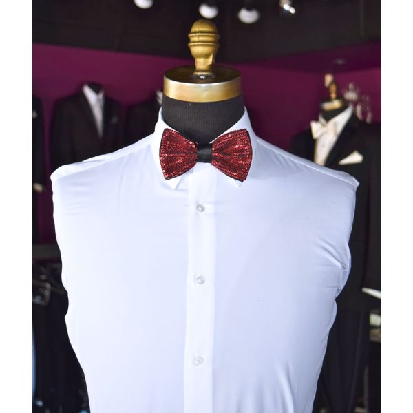 RED SEQUIN BOWTIE, PRE-TIED