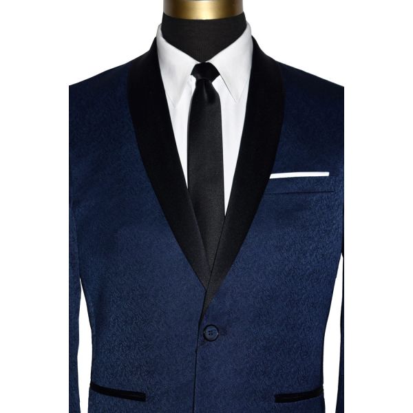 Blue Tuxedo with Black Shawl Collar