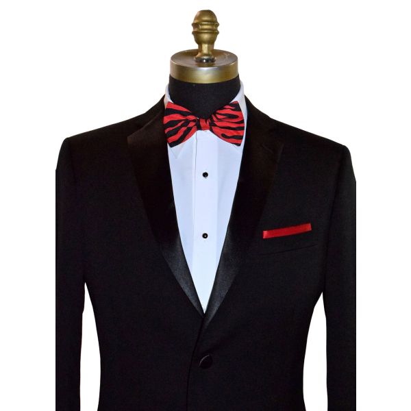 CRIMSON ZEBRA BOWTIE, PRE-TIED