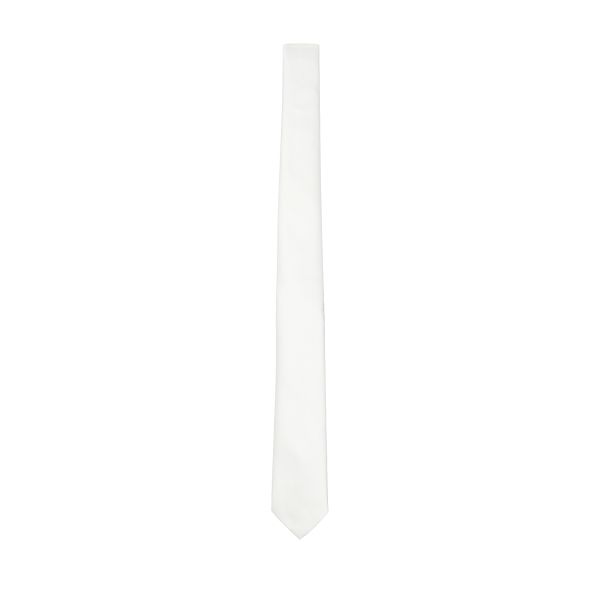 WHITE SATIN SKINNY DRESS TIE-LOW SHEEN