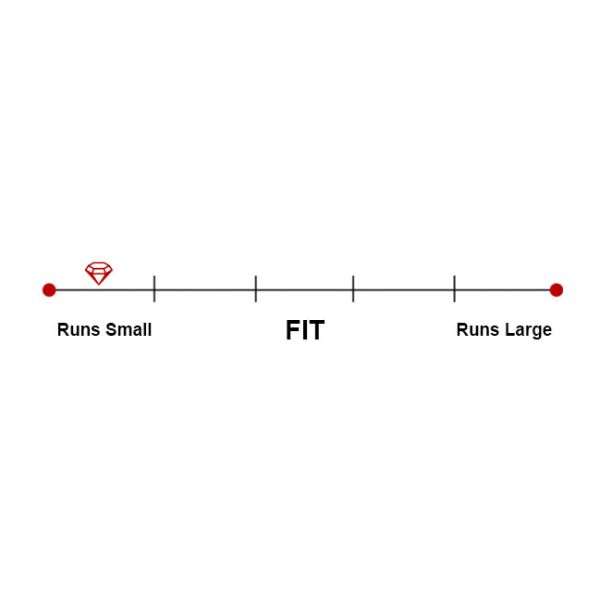 fitment scale indicating this tuxedo style runs small