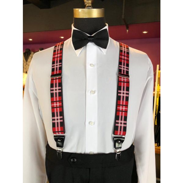 RED PLAID SUSPENDERS