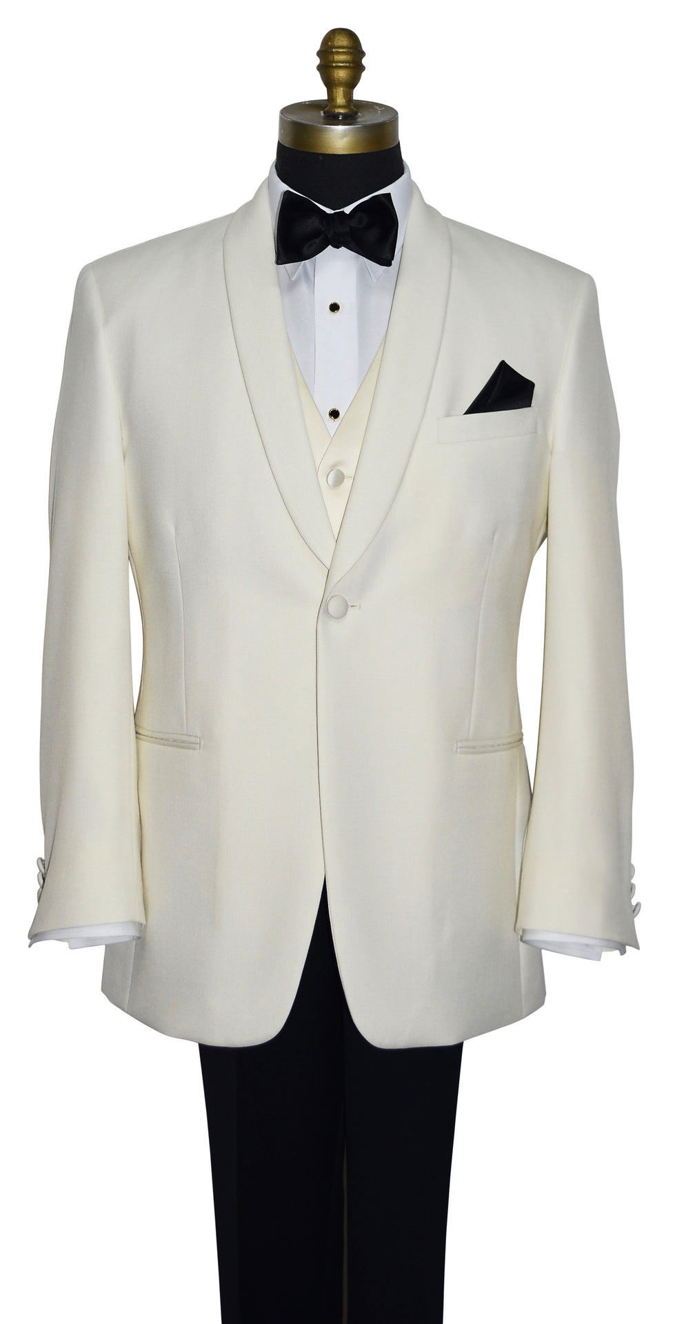 Ivory Satin Tuxedo Vest