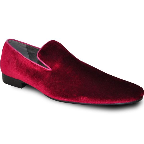 BURGUNDY MAROON VELVET SLIP-ON PUMPS