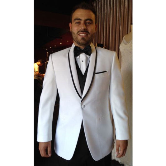 Used White Shawl Collar Dinner Jacket with Black Trim