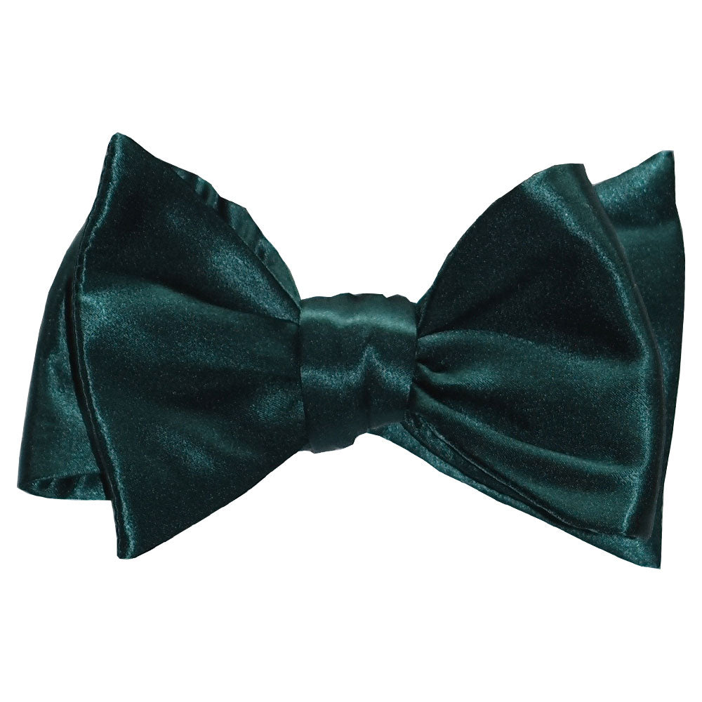 hunter Green silk bow tie that you tie-yourself on a white background