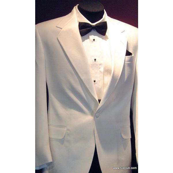 Used White 1 Button Notch Lapel Tuxedo