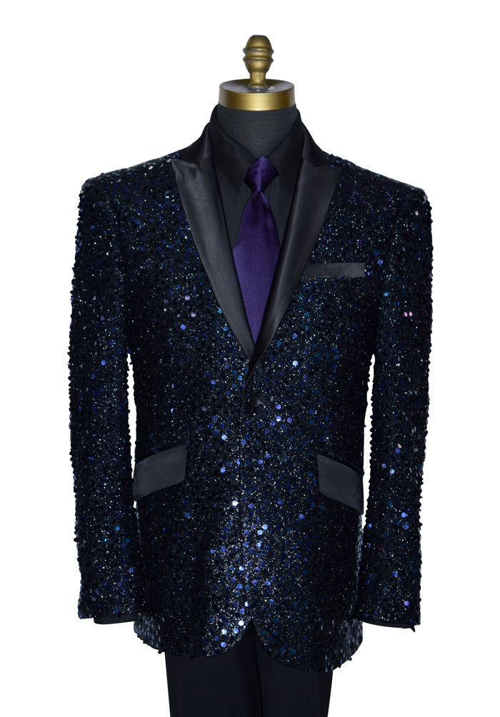 Black and Purple Sequins Tuxedo