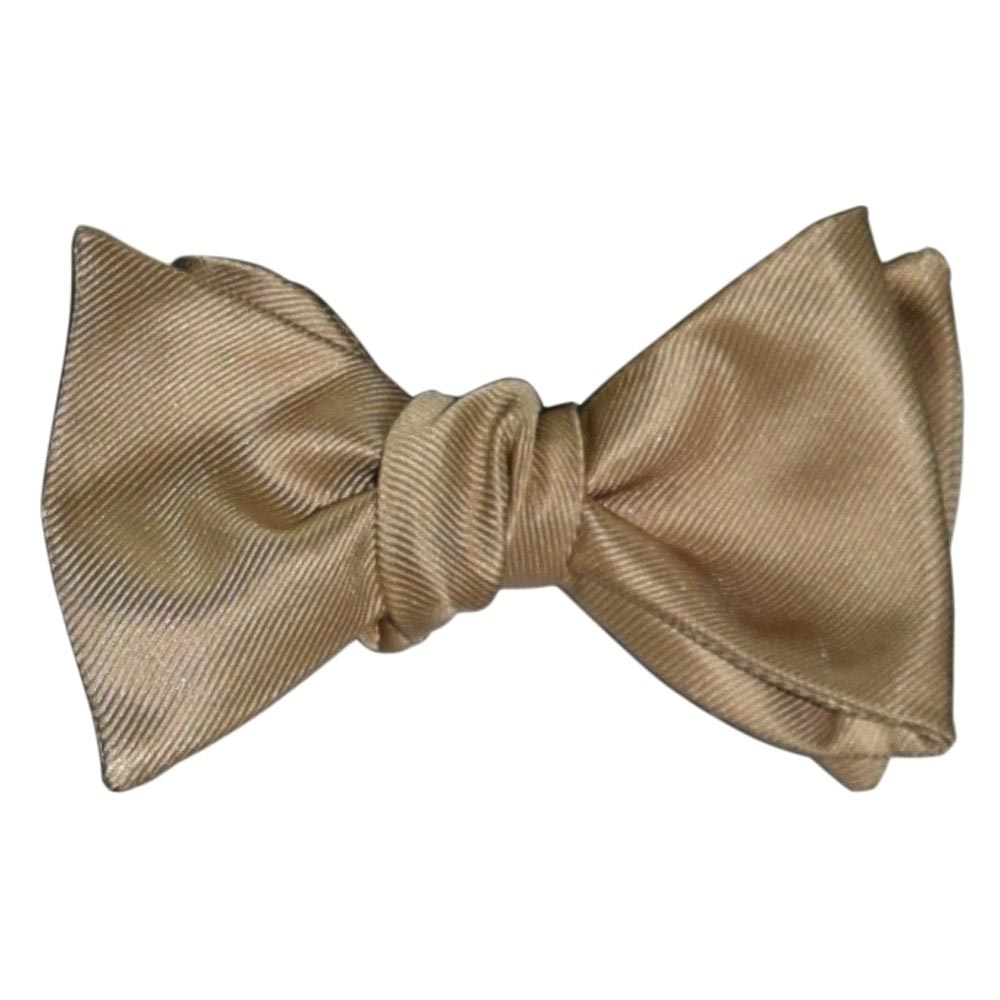 Gold "tie-yourself" bow tie on a white background