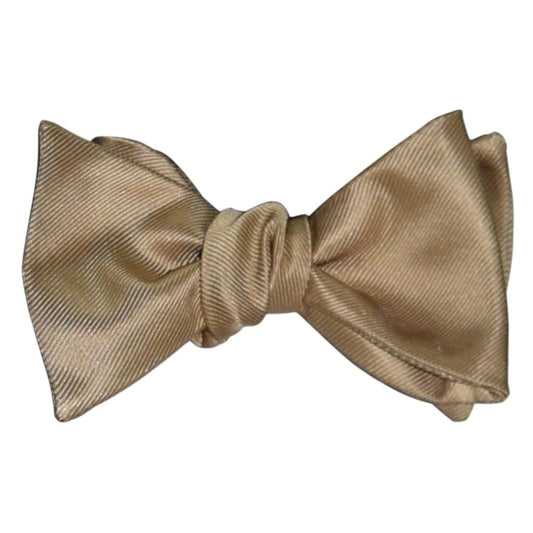 Gold "tie-yourself" bow tie on a white background