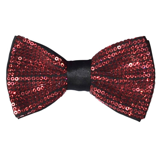 RED SEQUIN BOWTIE, PRE-TIED