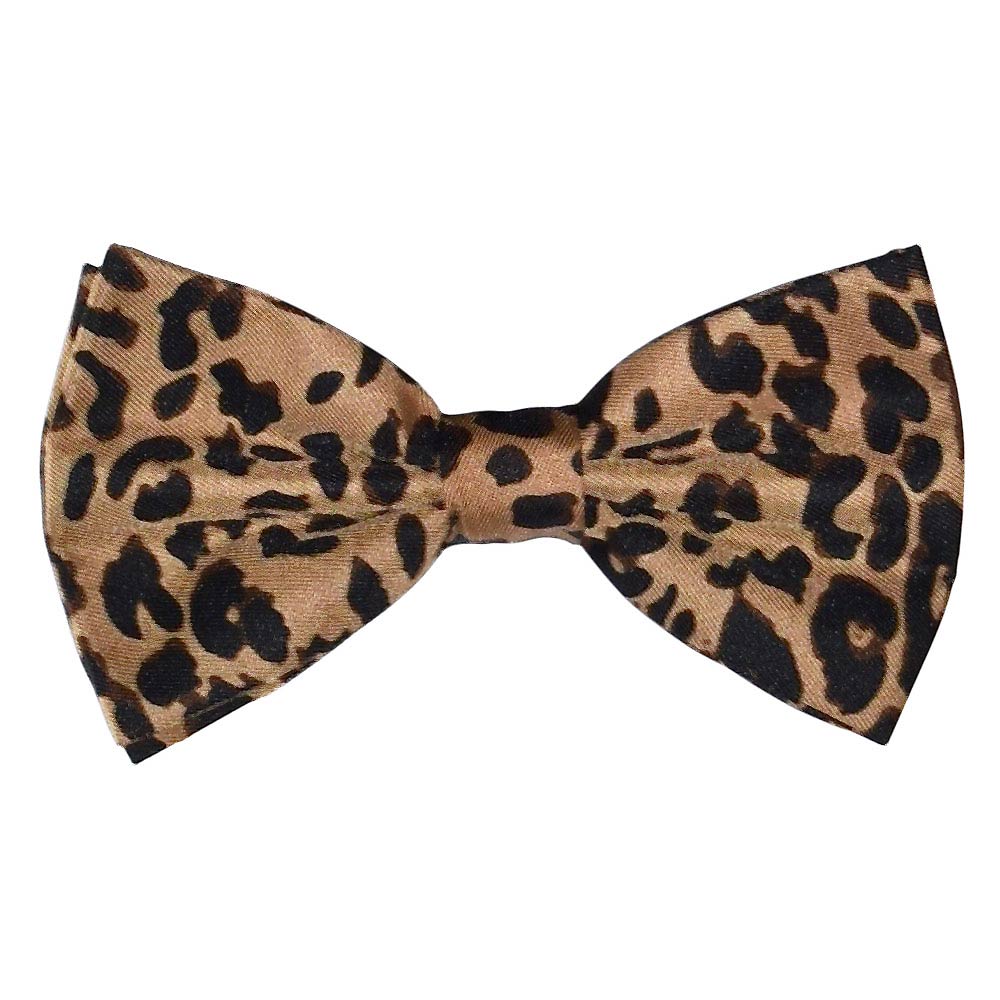Leopard print bow tie on a white background
