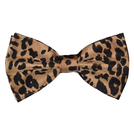 Leopard print bow tie on a white background