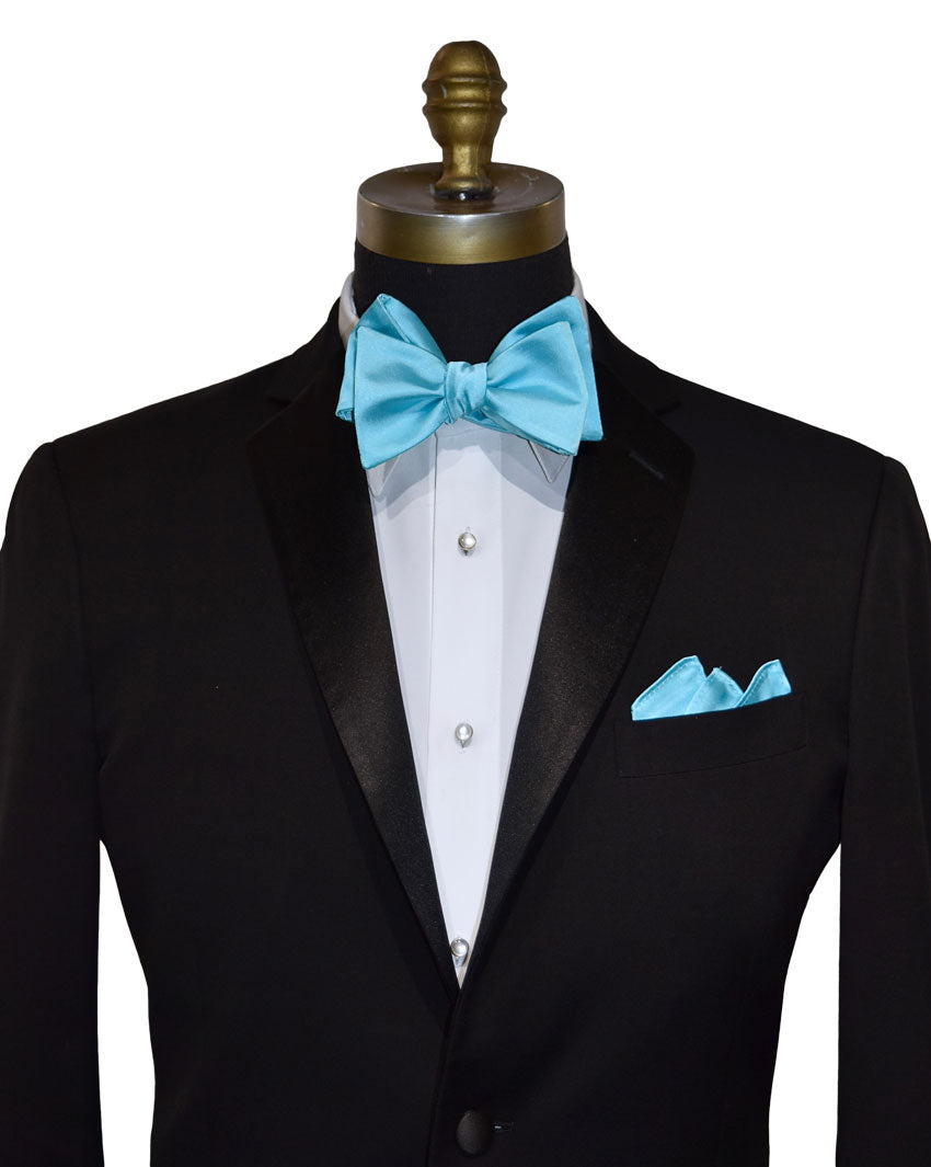 Turquoise Bow Tie and Pocket Hankie -TIE YOURSELF #@$
