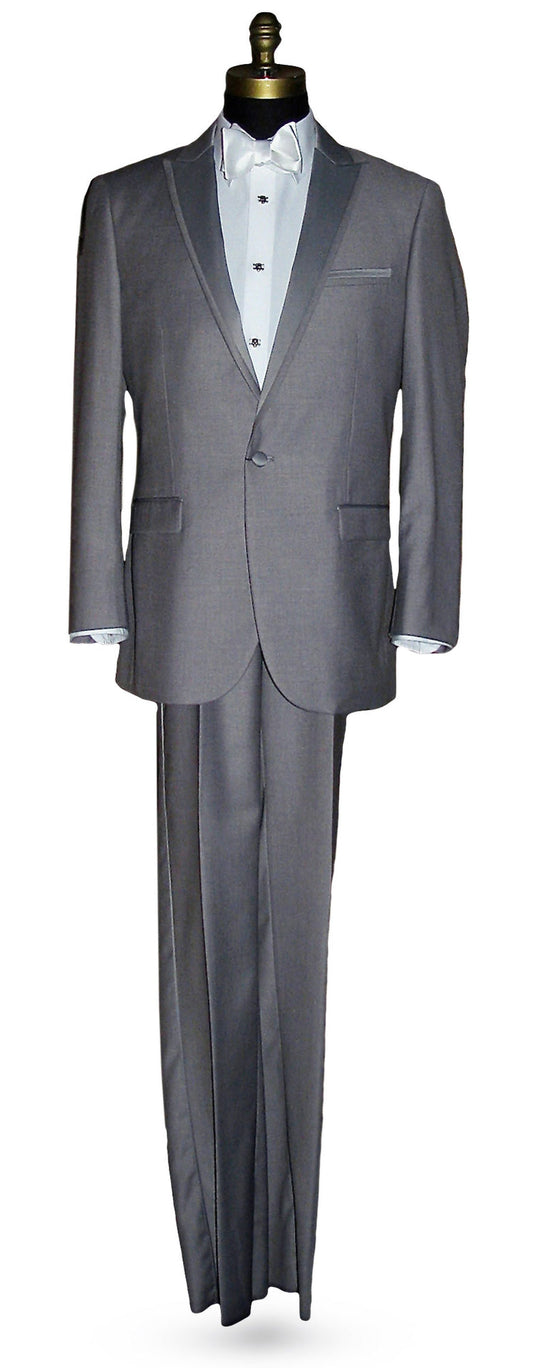 LIGHT GRAY MODERN FIT PEAK LAPEL TUXEDO$#