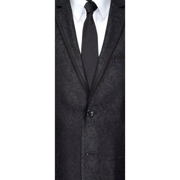 BLACK BROCADE TUXEDO WITH SATIN TRIM ENSEMBLE
