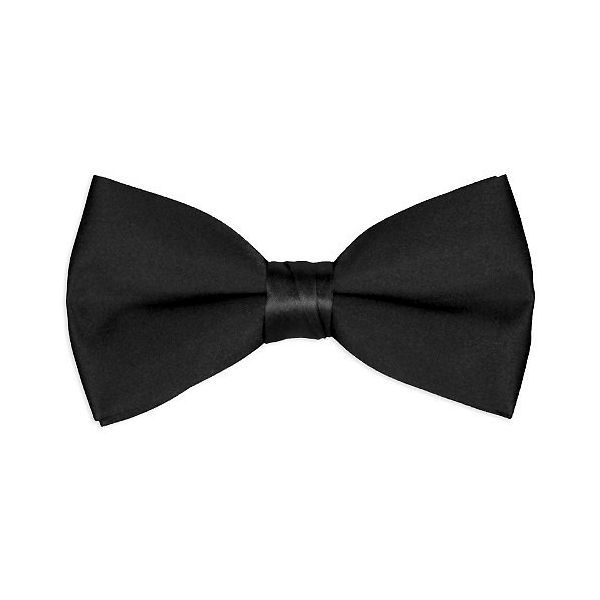 BLACK SATIN BOW TIE, PRE-TIED 2 1/2 INCH