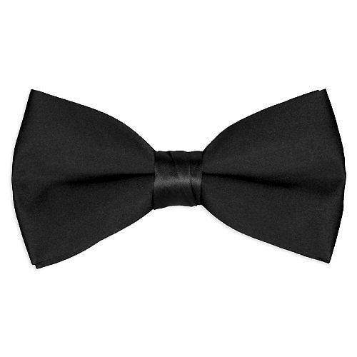 BLACK SATIN BOW TIE, PRE-TIED 2 1/2 INCH #