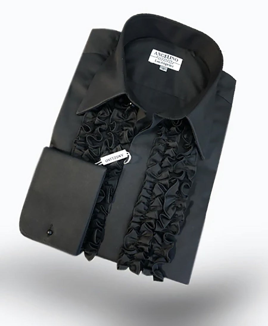 Black tuxedo shirt with ruffles