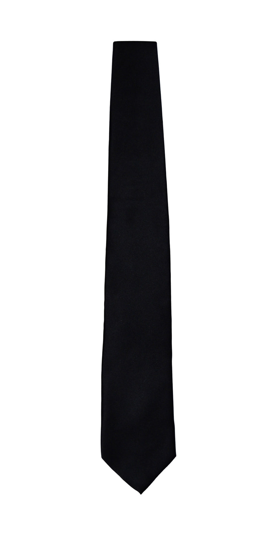 Black satin dress-tie on a white background