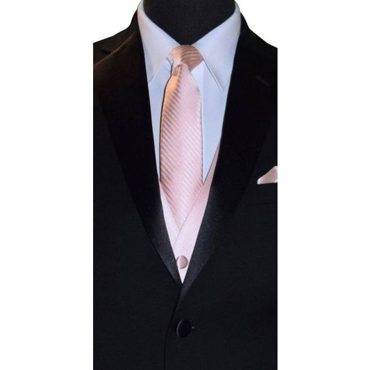 BLUSH LONG NECKTIE WITH SUBTLE STRIPE
