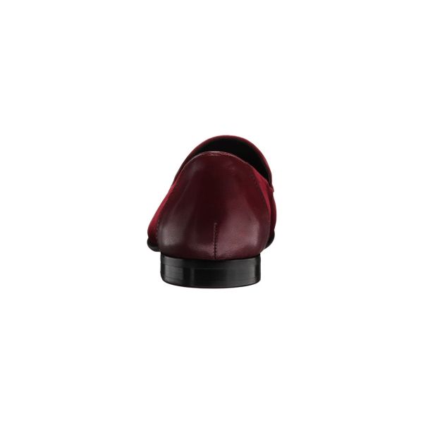 BURGUNDY-WINE VELVET SLIP-ON TUXEDO SHOES