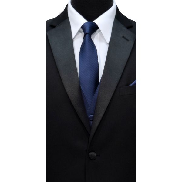 MARINE-BLUE NECKTIE WITH SUBTLE STRIPE, TIE-YOURSELF