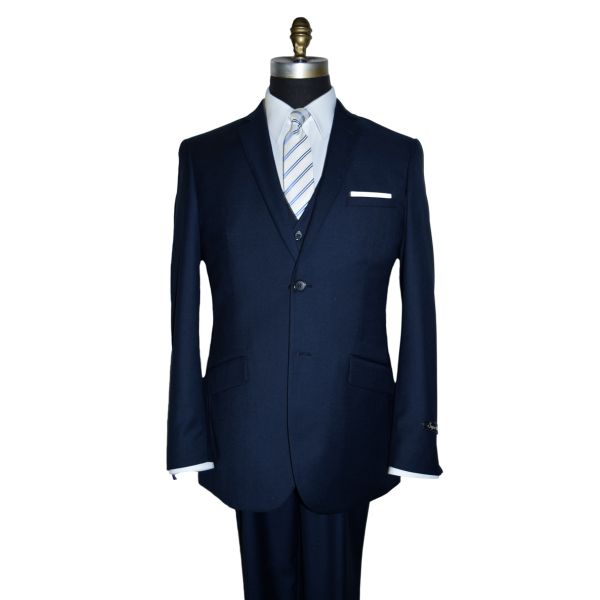 Men's Navy Blue Slim Fit Suit with Vest