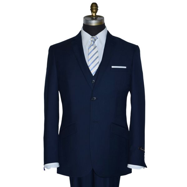 Men's Navy Blue Slim Fit Suit with Vest