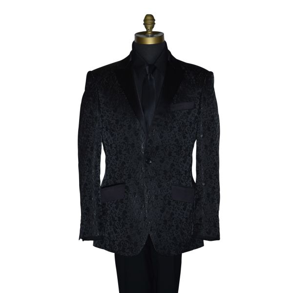 Black Brocade Tuxedo Ensemble