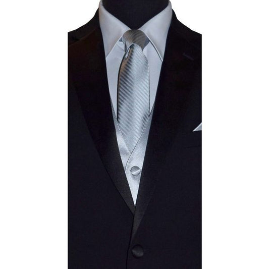 SILVER NECKTIE WITH SUBTLE STRIPE, TIE-YOURSELF