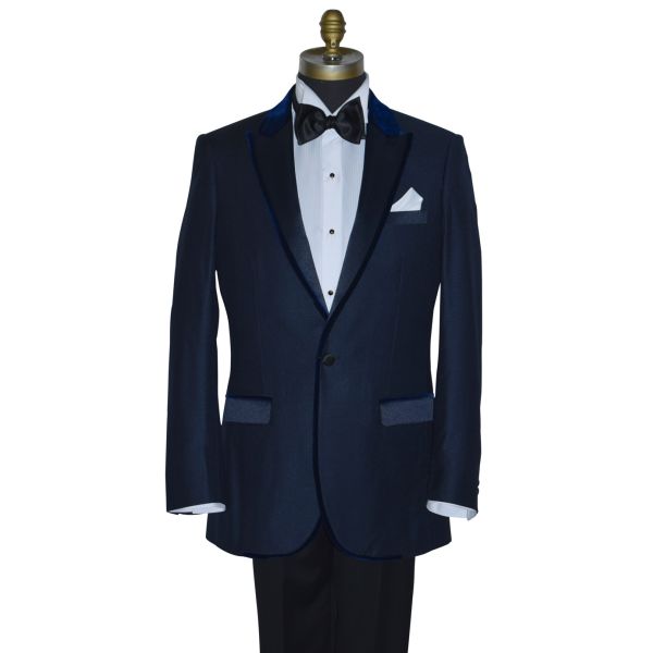 Navy Blue Tuxedo with Velvet Trim Ensemble