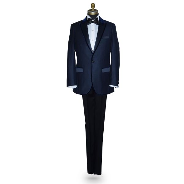 Navy Blue Tuxedo with Velvet Trim Ensemble