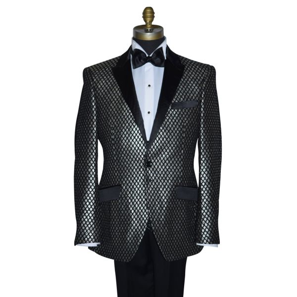 Black Tuxedo with Ginger Colored Texture Brocade Ensemble