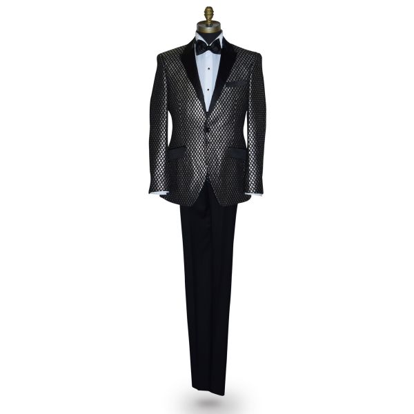 Black Tuxedo with Ginger Colored Texture Brocade Ensemble