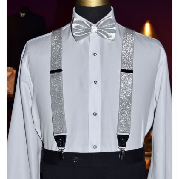 SILVER METALLIC SUSPENDERS