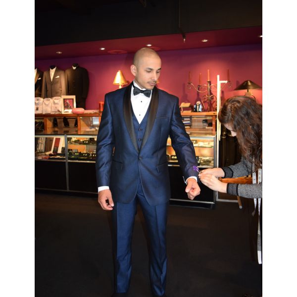 Ink Blue Shawl Collar Tuxedo with Pants Ensemble