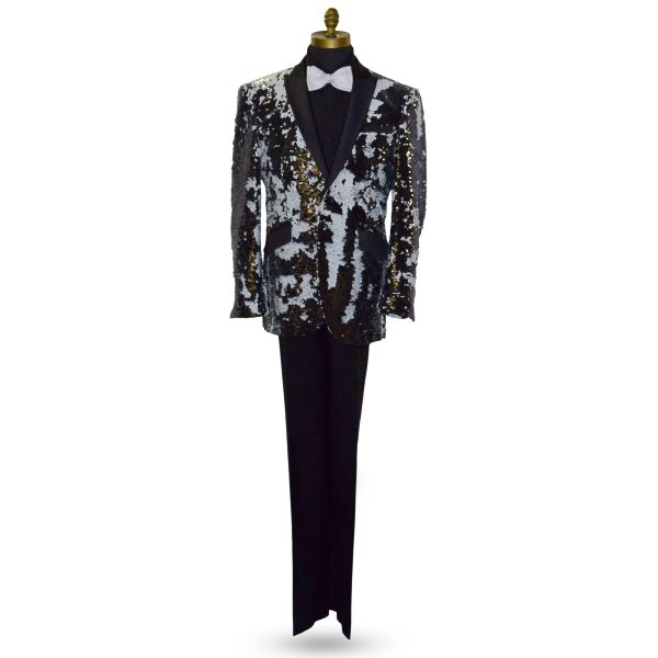 Black and White Deluxe Sequins Tuxedo Ensemble