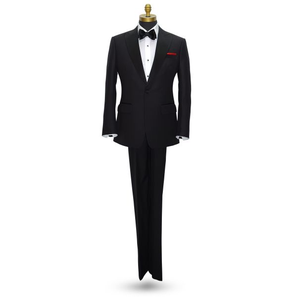 Black Peak Lapel Tuxedo Set - Coat and Pants Ensemble.