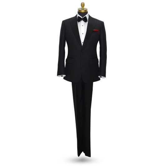 Black Peak Lapel Tuxedo Set - Coat and Pants Ensemble.