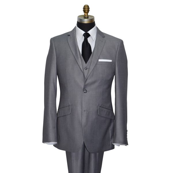 MEDIUM SPANISH GRAY MEN'S SLIM FIT SUIT - VEST OPTIONAL