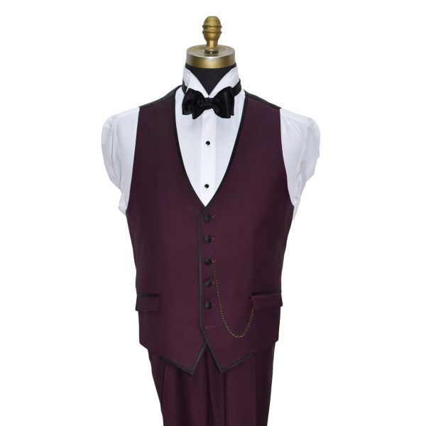 BURGUNDY TUXEDO ENSEMBLE INCLUDING VEST