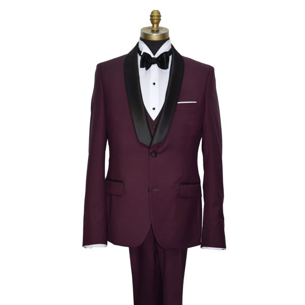 BURGUNDY TUXEDO ENSEMBLE INCLUDING VEST