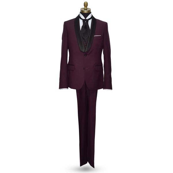 BURGUNDY TUXEDO ENSEMBLE INCLUDING VEST