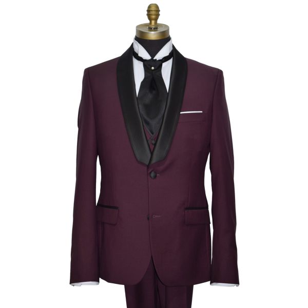 BURGUNDY TUXEDO ENSEMBLE INCLUDING VEST